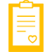 An icon of a clipboard with a heart symbol representing heartworm and tick-borne disease testing.