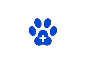 Icon of a paw print with a cross, representing pet care services.