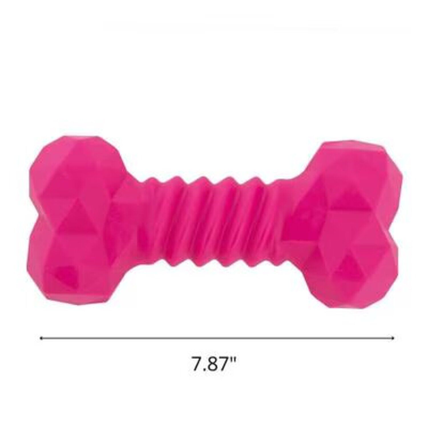 Chews Hues Pink Short Bone Durable Squeaky Dog Toy For Medium To Large Sized Dogs
