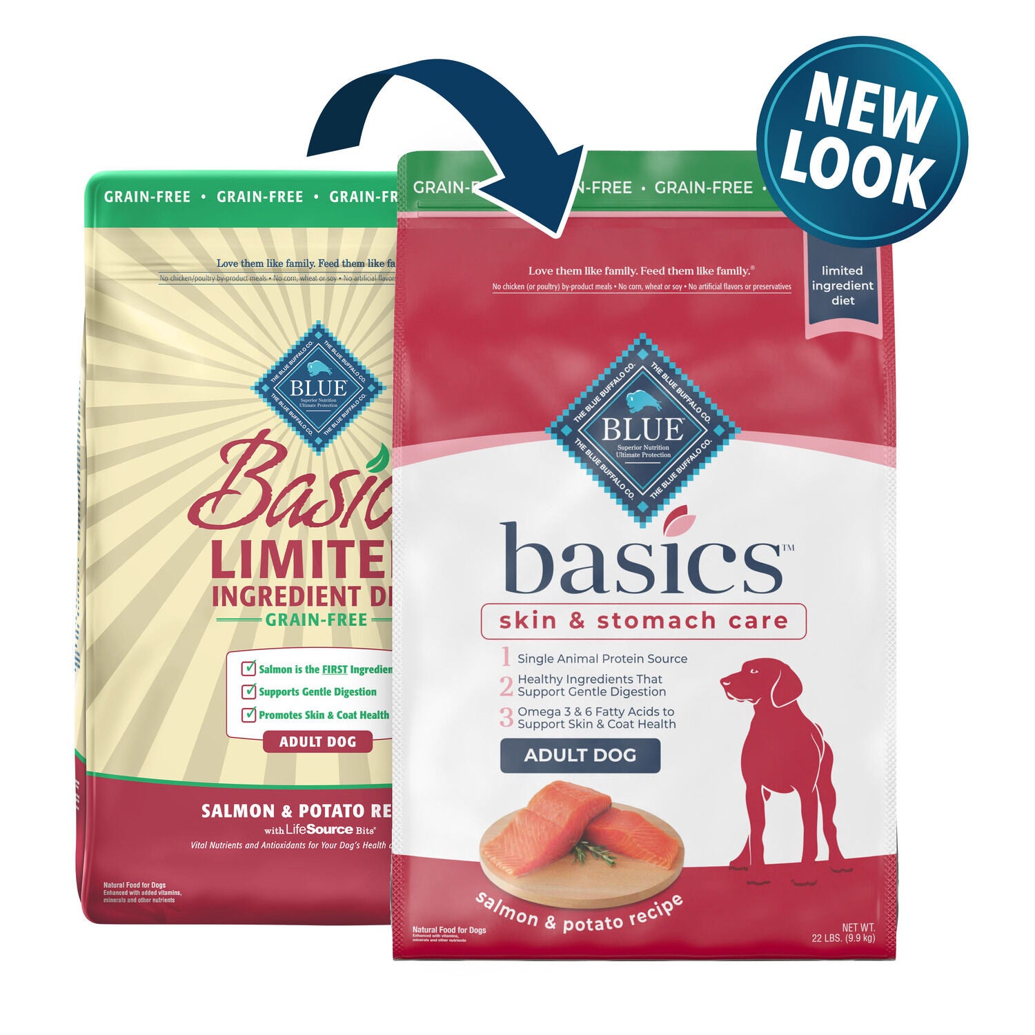 Blue Buffalo Basics Skin Stomach Care Grain Free Natural Adult Dry Dog Food Salmon Potato 22 Lb