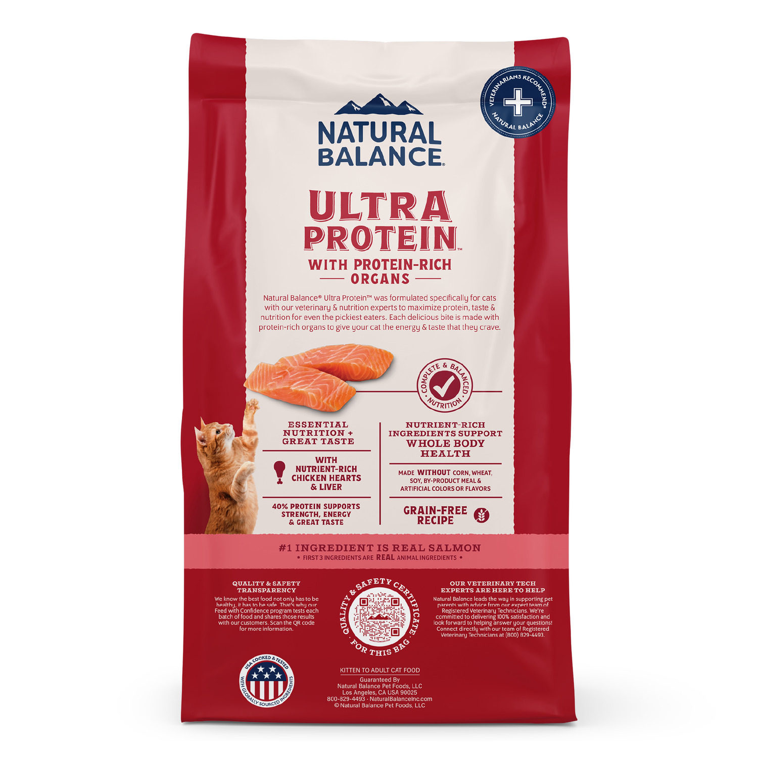 Natural Balance Ultra Protein Dry Cat Food, Real Salmon & Chicken Meal Recipe, 3-Lbs
