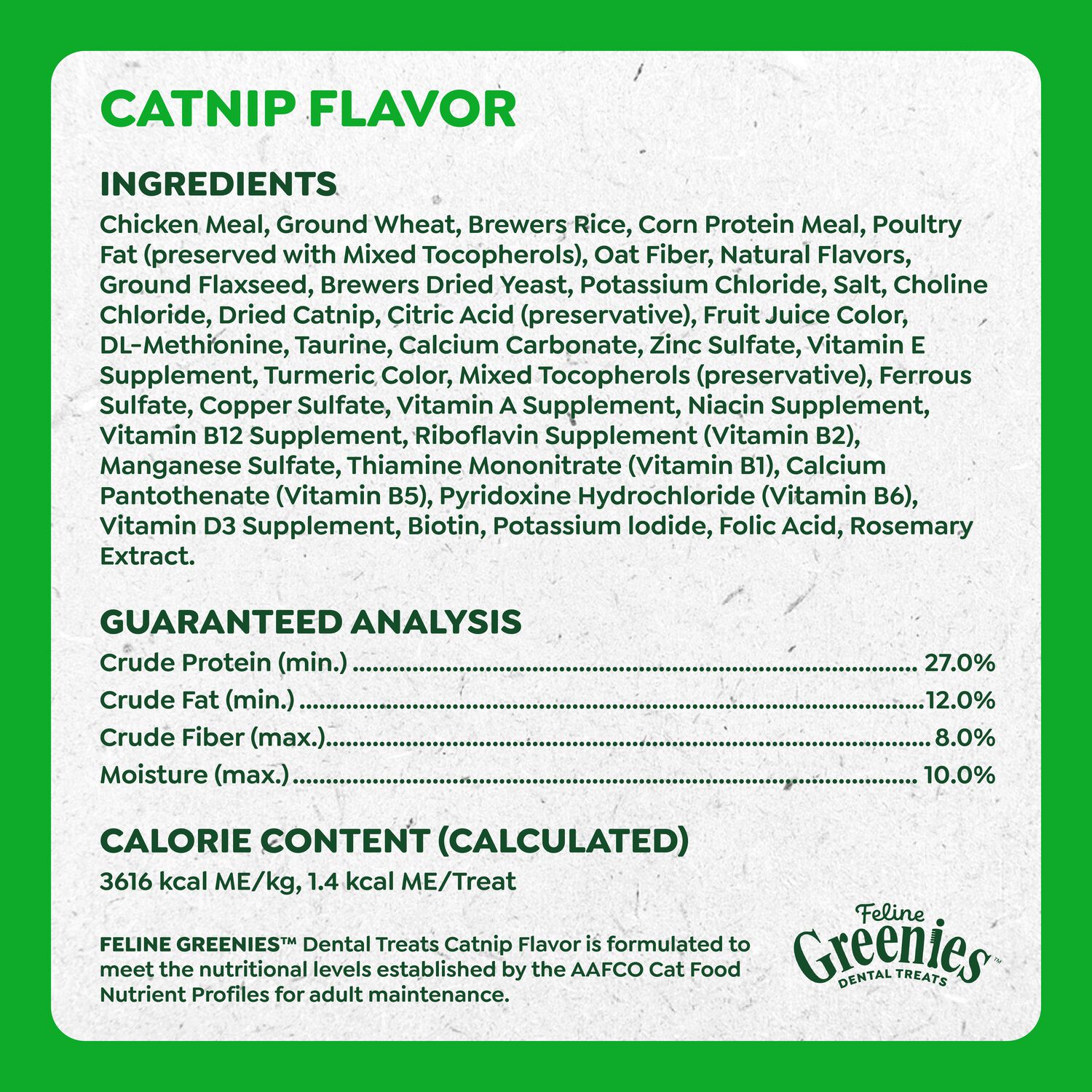 Greenies Feline Natural Crunchy Catnip Flavor Dental Cat Treats, 9.75-Oz
