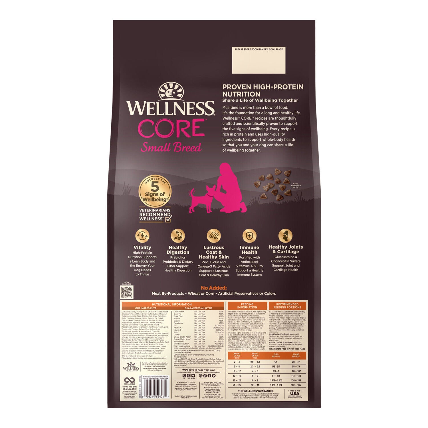 Wellness Core Dry Dog Food, Small Breed, Grain-Free, High Protein, Natural, Original Turkey & Chicken Recipe, 12-Pound Bag