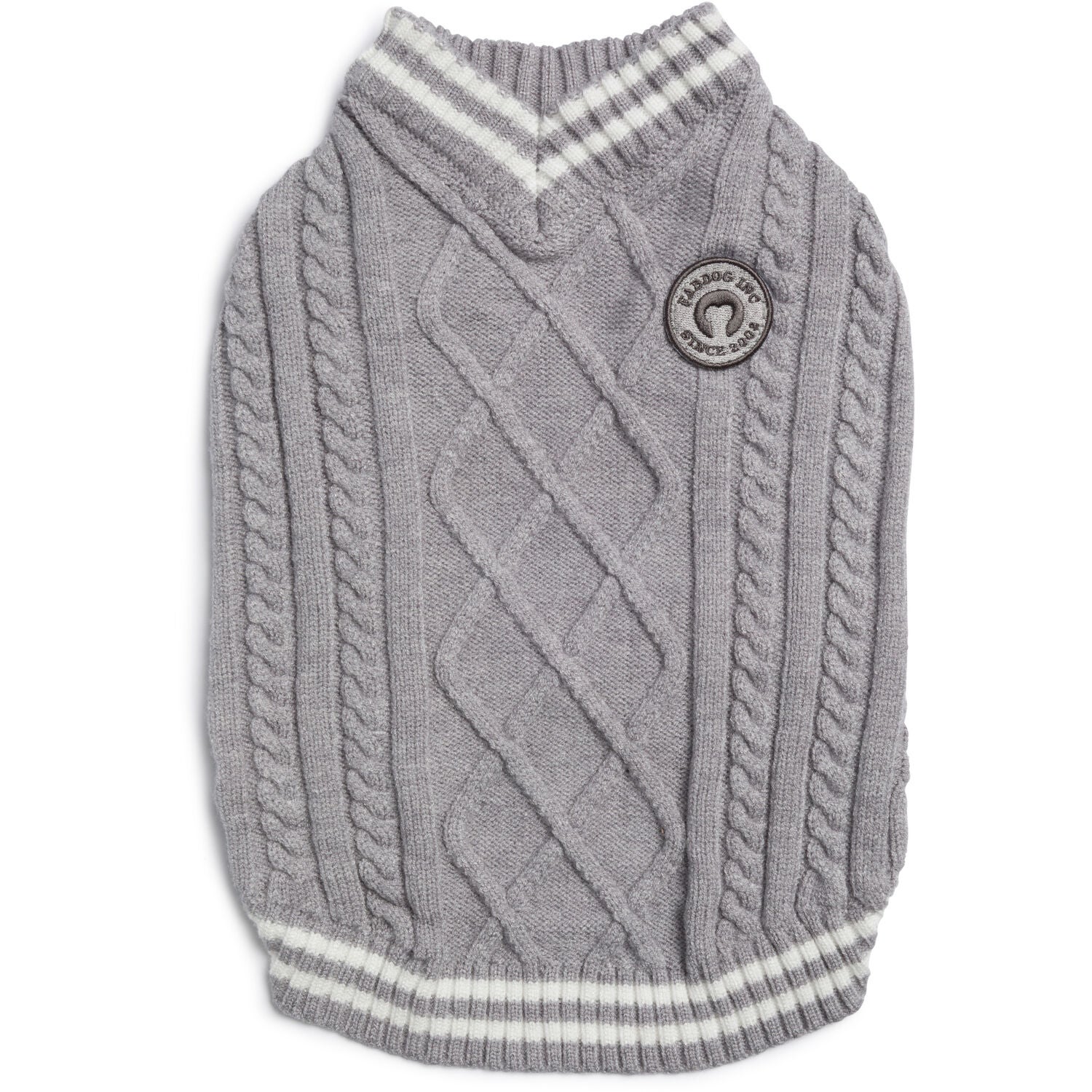 Fabdog Gray Preppy Dog Sweater Vest, Large