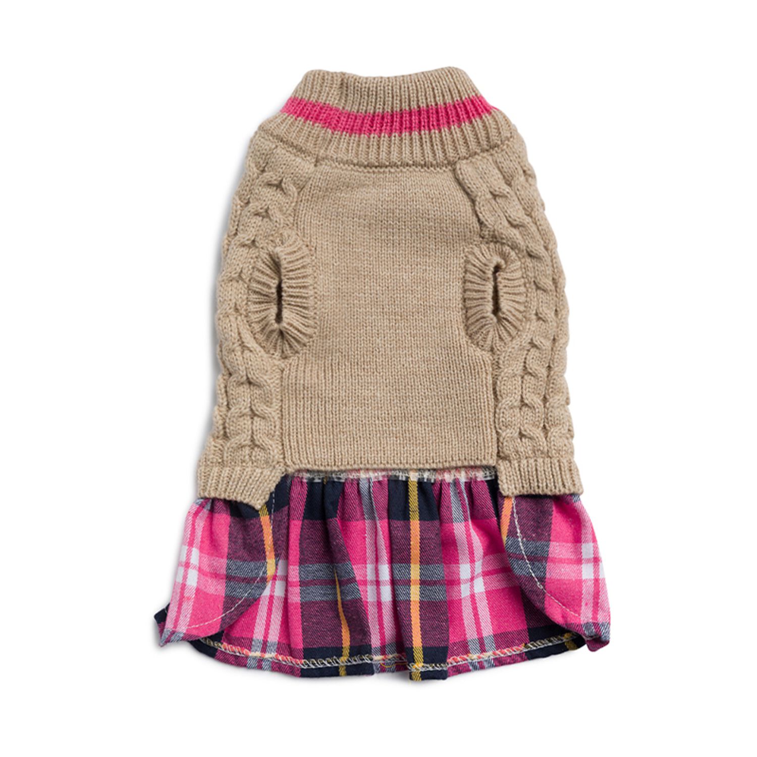 Aristopet Pink Varsity Cable Knit Sweater Dog Dress, Pink, Extra Large