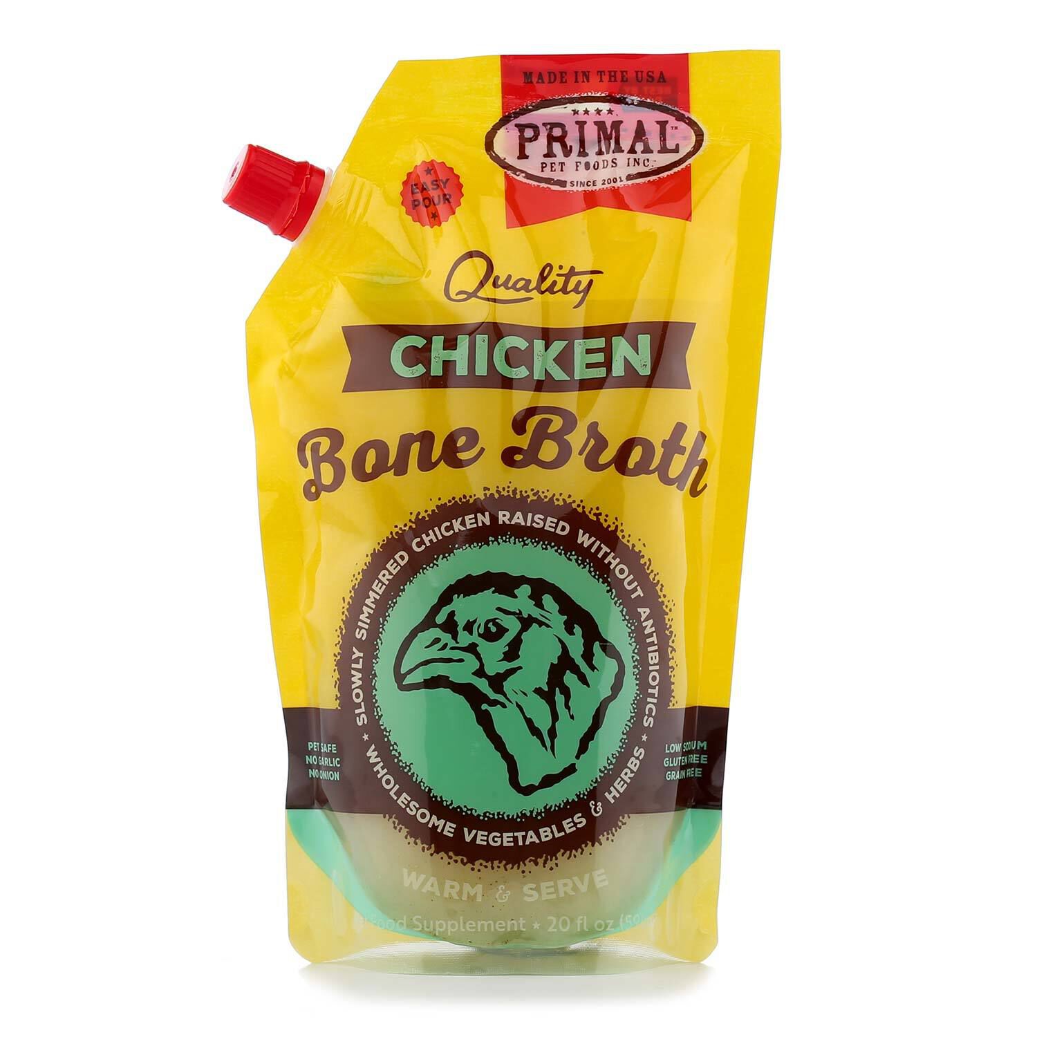 Primal Frozen Chicken Bone Broth Dog & Cat Wet Food Topper