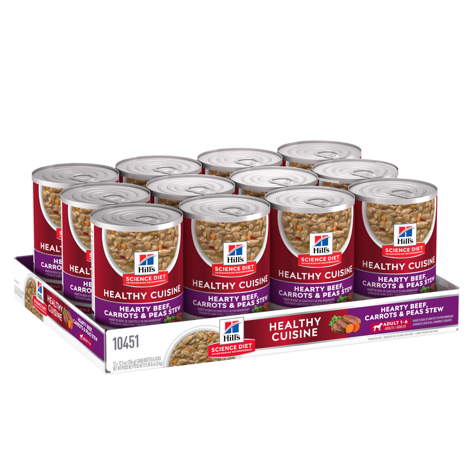 Hill's Science Diet Adult Healthy Cuisine Wet Dog Food, Hearty Beef, Carrots & Peas Stew, 12.5-Oz Can Pack Of 12