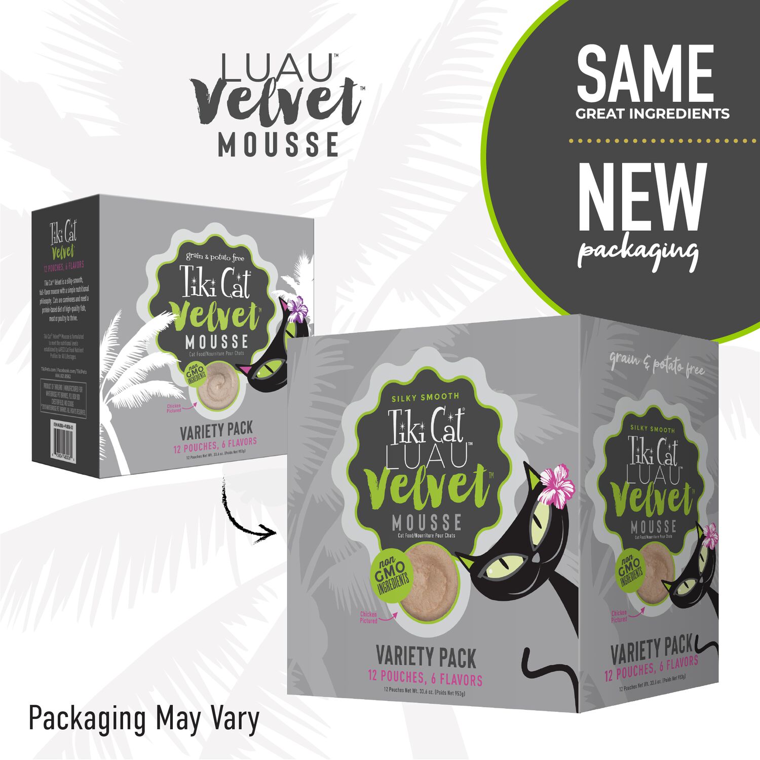 Tiki Cat Luau Velvet Mousse Wet Cat Food, Variety Pack, 2.8-Oz Pouch 12-Count