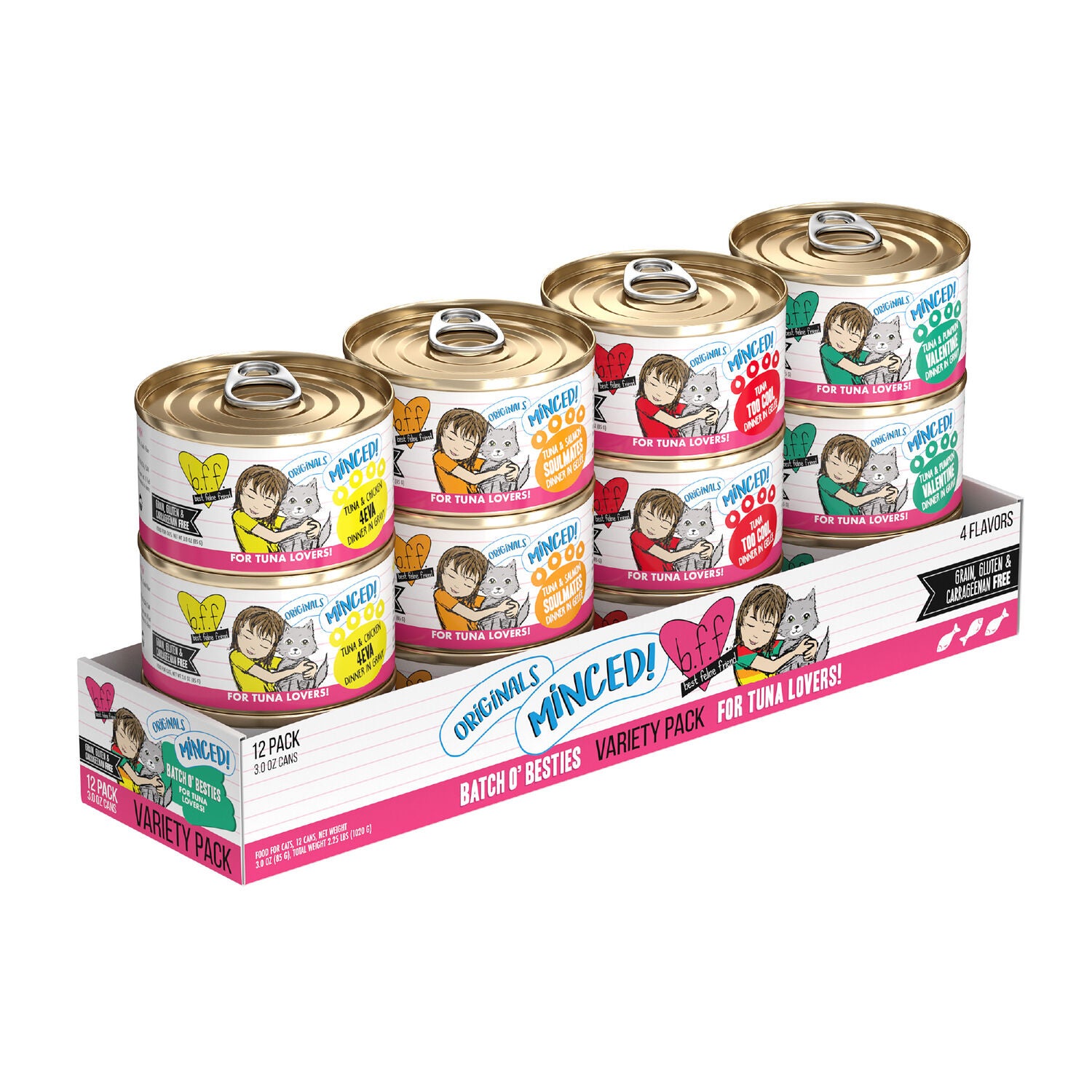 Weruva Bff Minced Batch O' Besties Wet Cat Food, Variety Pack, 3-Oz Can Pack Of 12