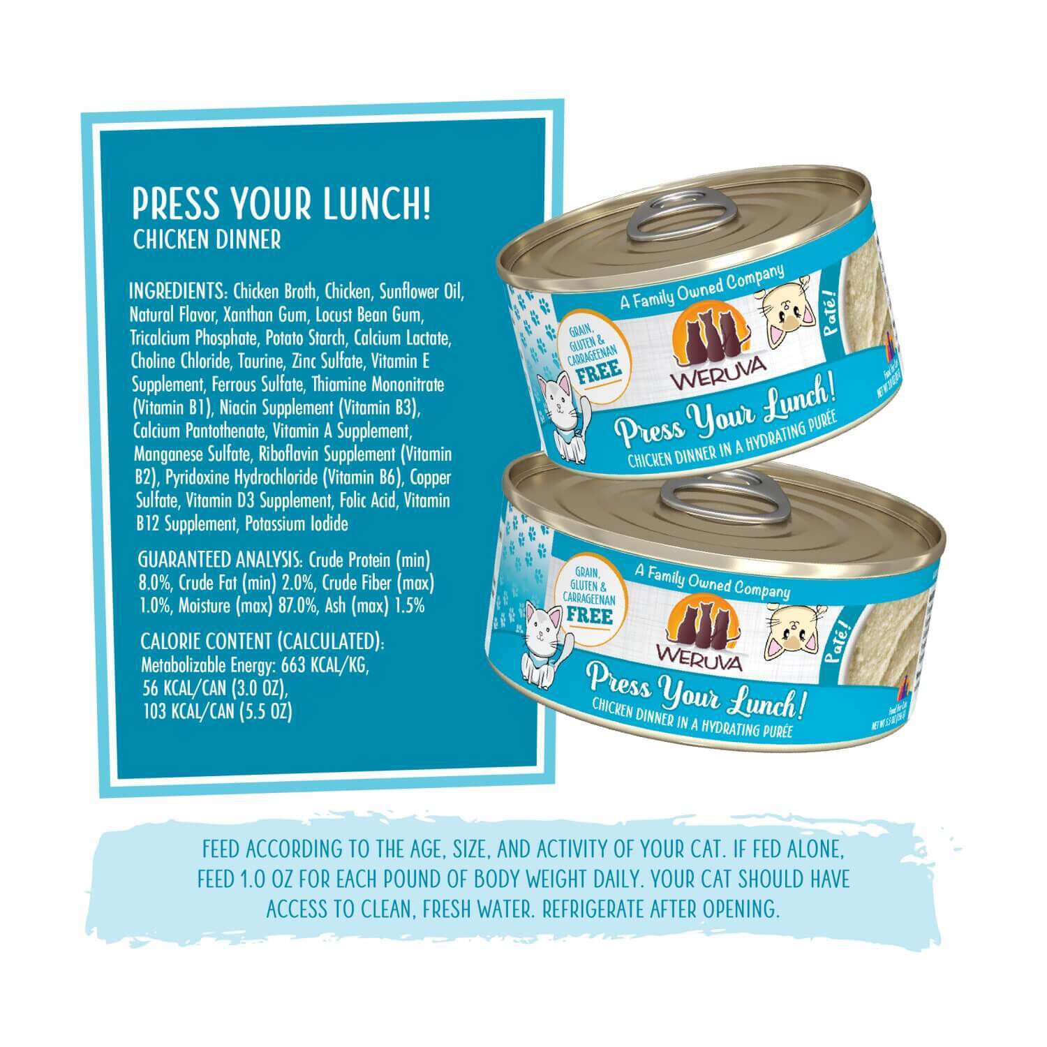 Weruva Classic Cat Pat&eacute; Press Your Lunch! With Chicken Wet Cat Food