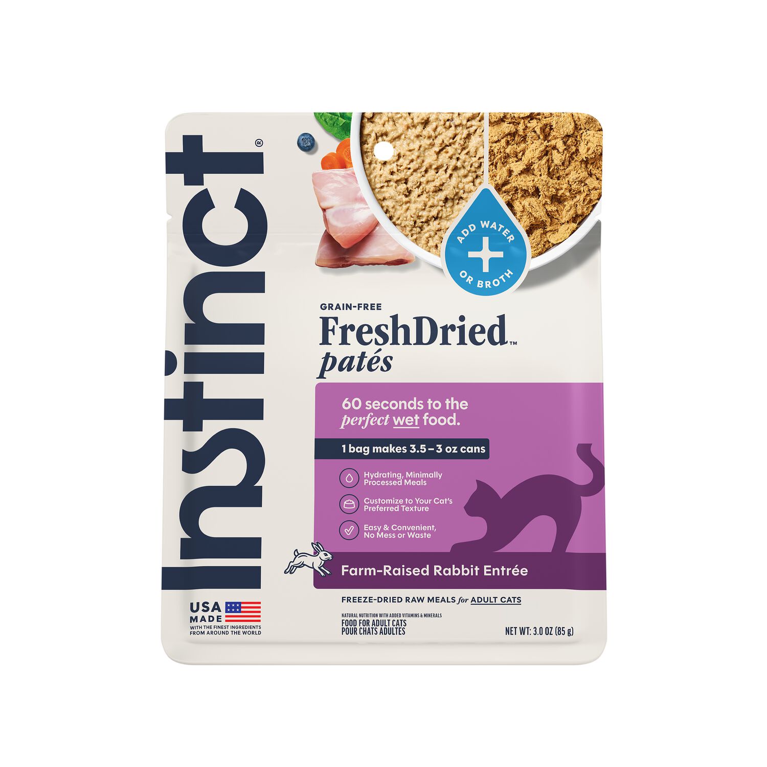 Instinct Freshdried Pates Grain-Free Freeze-Dried Raw Adult Cat Food, Farm-Raised Rabbit Entr&eacute;e