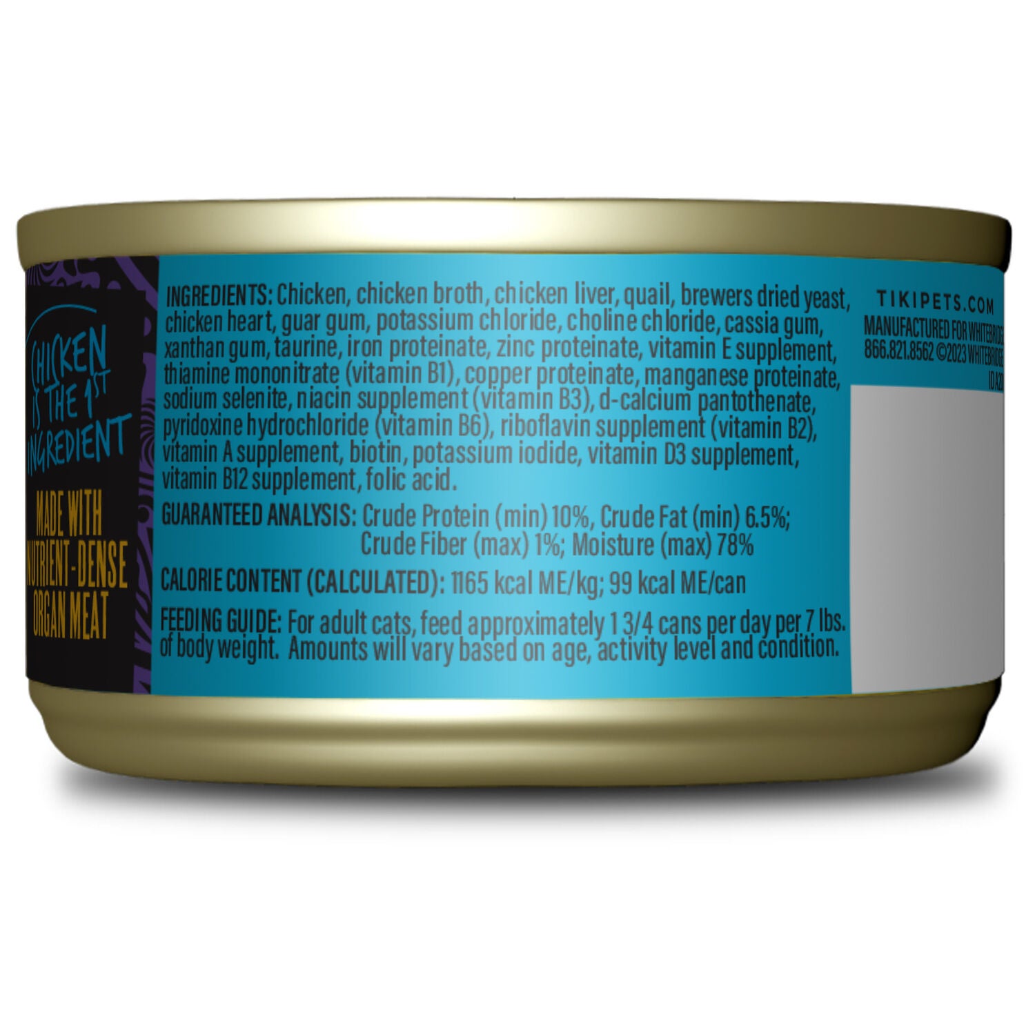 Tiki Cat After Dark Pate Wet Cat Food, Chicken & Quail Recipe, 3-Oz Can