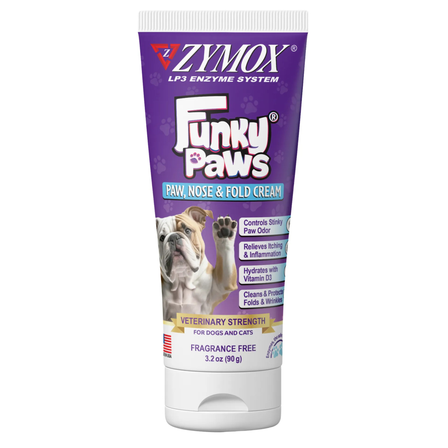 Zymox Funky Paws Dog & Cat Paw, Nose, & Fold Cream, 3.2-Oz