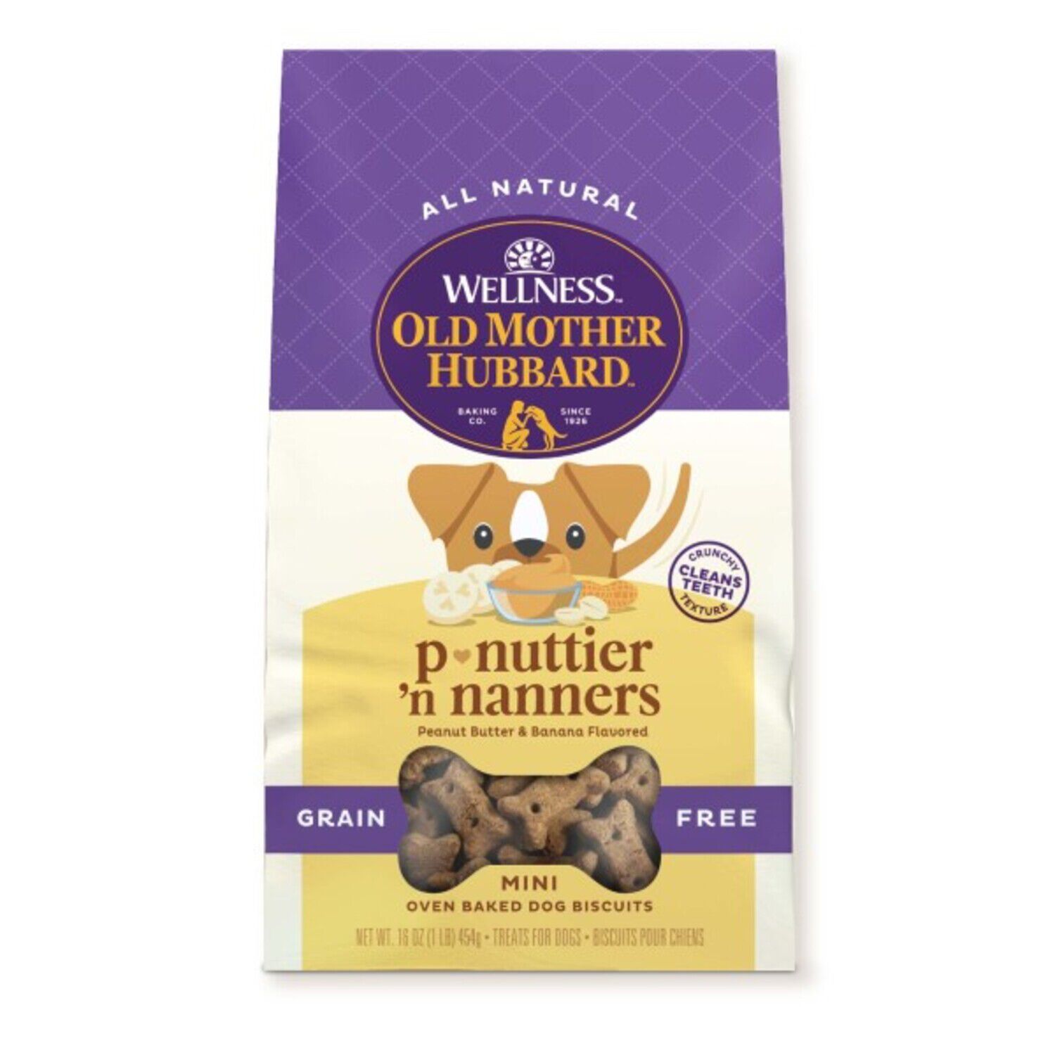 Old Mother Hubbard P-Nuttier 'N Nanners Grain-Free Mini Oven-Baked Biscuits Dog Treats, 16Ozs