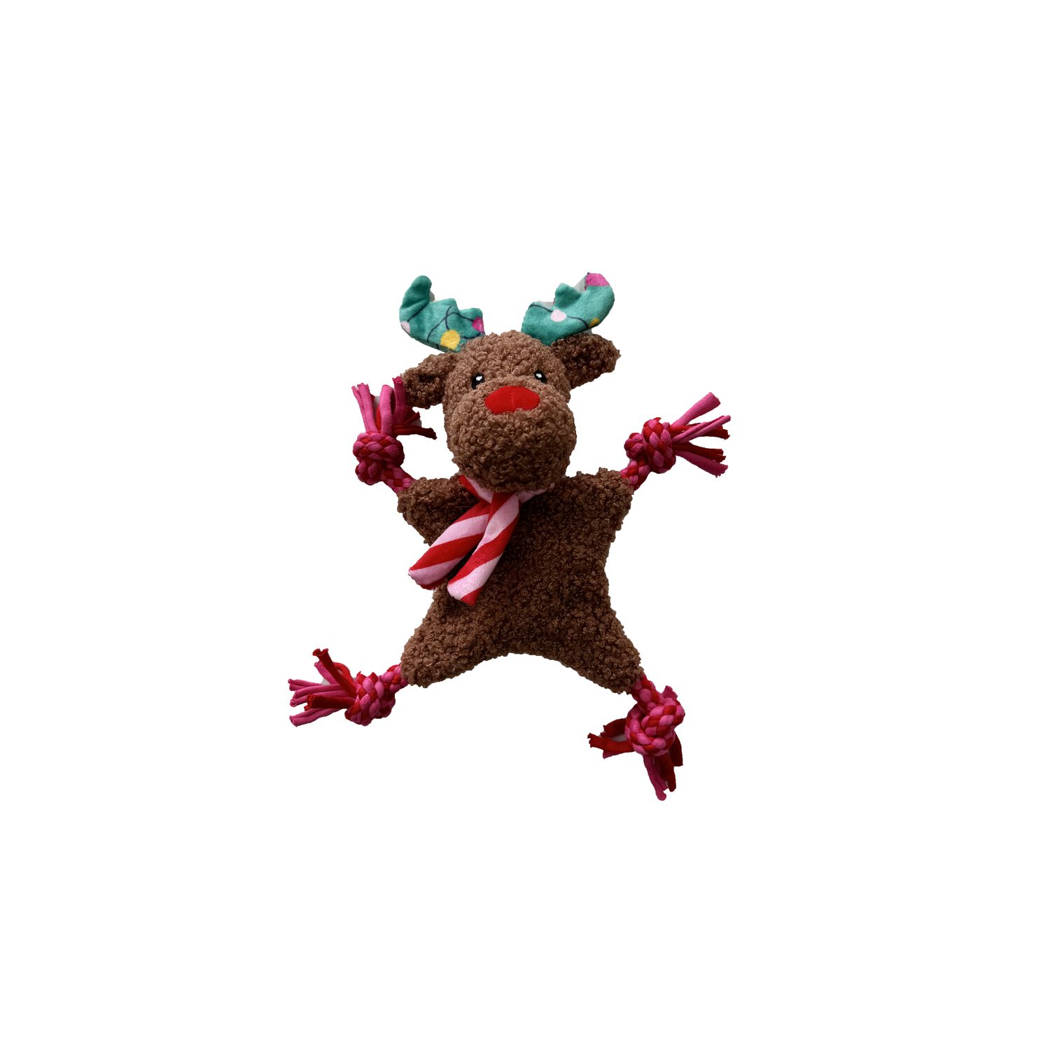 Aristopet Holiday Reindeer Crinkle & Rope Flatty Plush Dog Toy