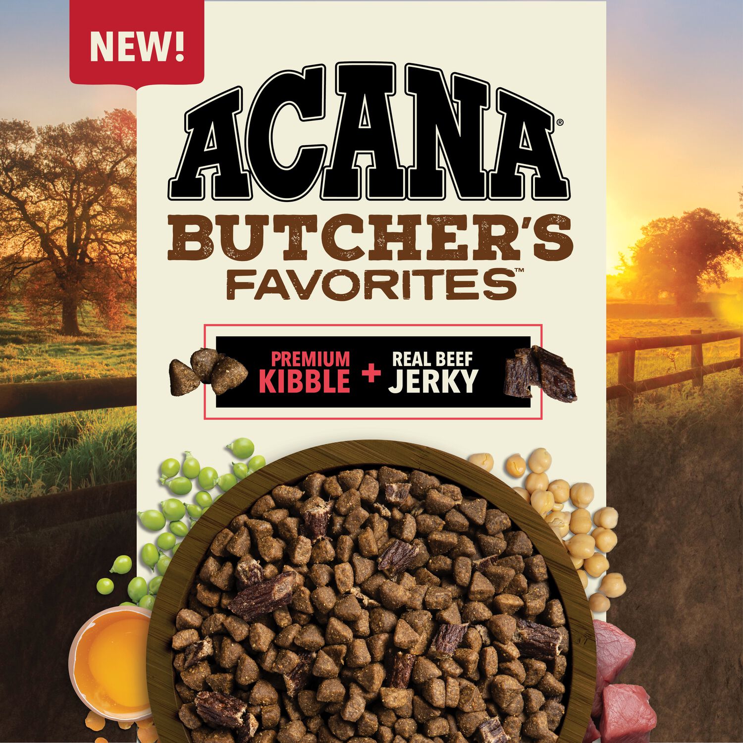 Acana Butcher's Favorites Farm-Raised Beef & Liver Recipe Dry Dog Food With Jerky Pieces, 17-Lb