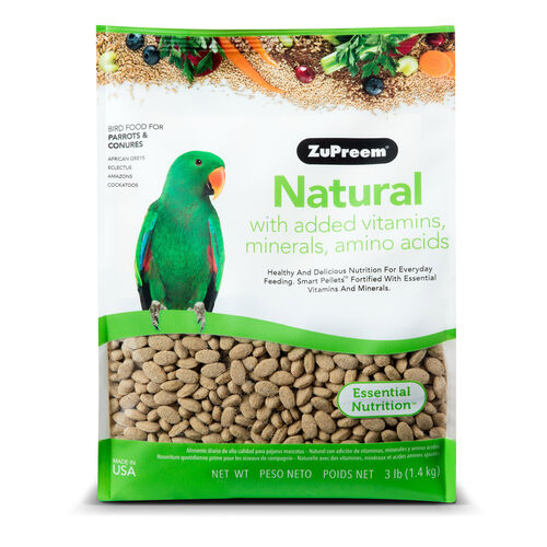 Natural With Added Vitamins, Minerals, Animo Acids For Parrots & Conures Bird Food