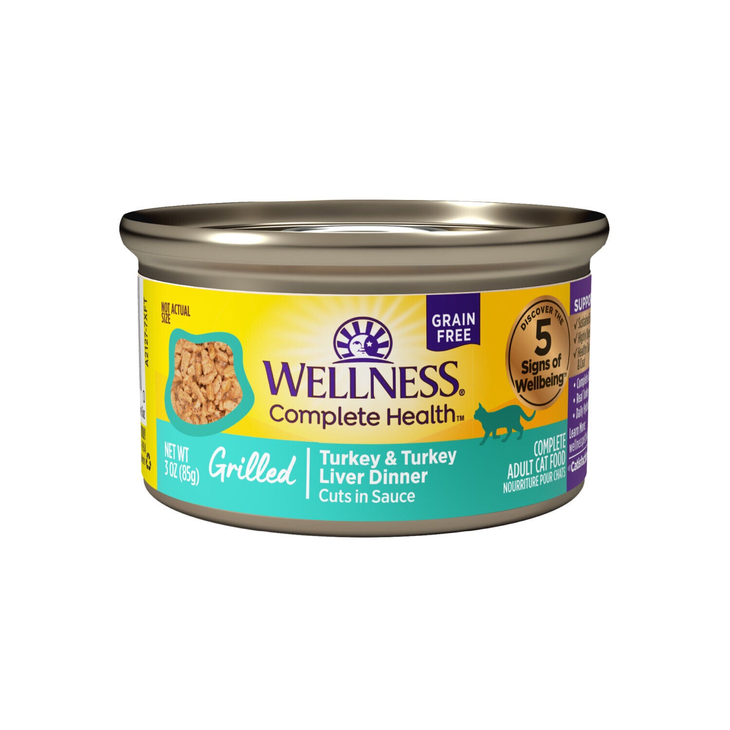 Wellness Complete Health Grilled, Adult Wet Cat Food, Natural, Protein-Rich, Grain-Free Turkey And Turkey Liver Dinner Recipe, 3 Ounce