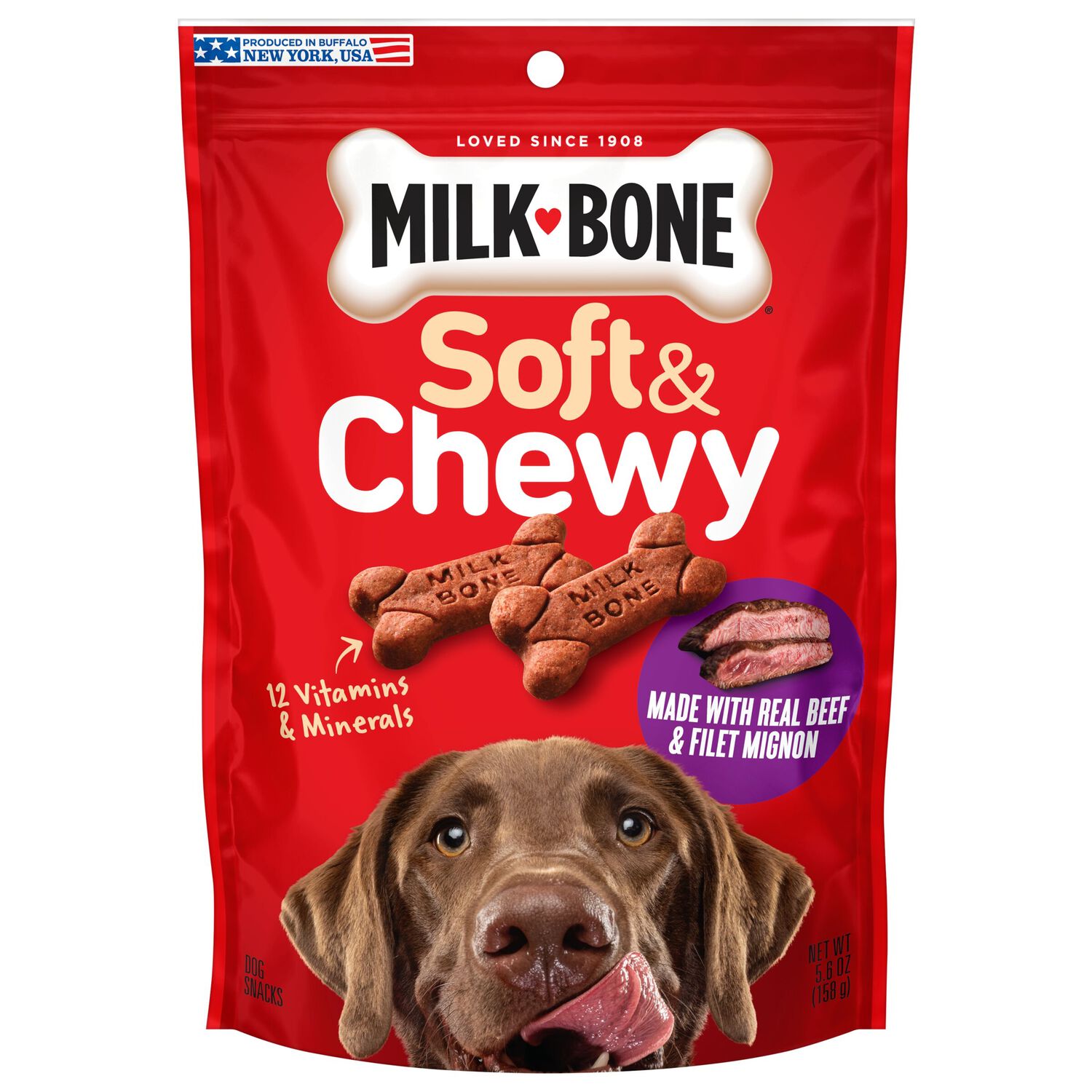 Milk-Bone Soft & Chewy&nbsp;Real Beef & Filet Mignon Dog Treats, 5.6-Oz Bag
