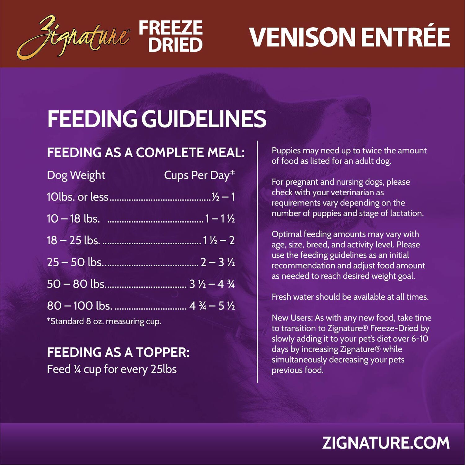 Zignature Grain-Free Venison Entr&eacute;e Freeze-Dried Dog Food, 12.5-Oz Bag