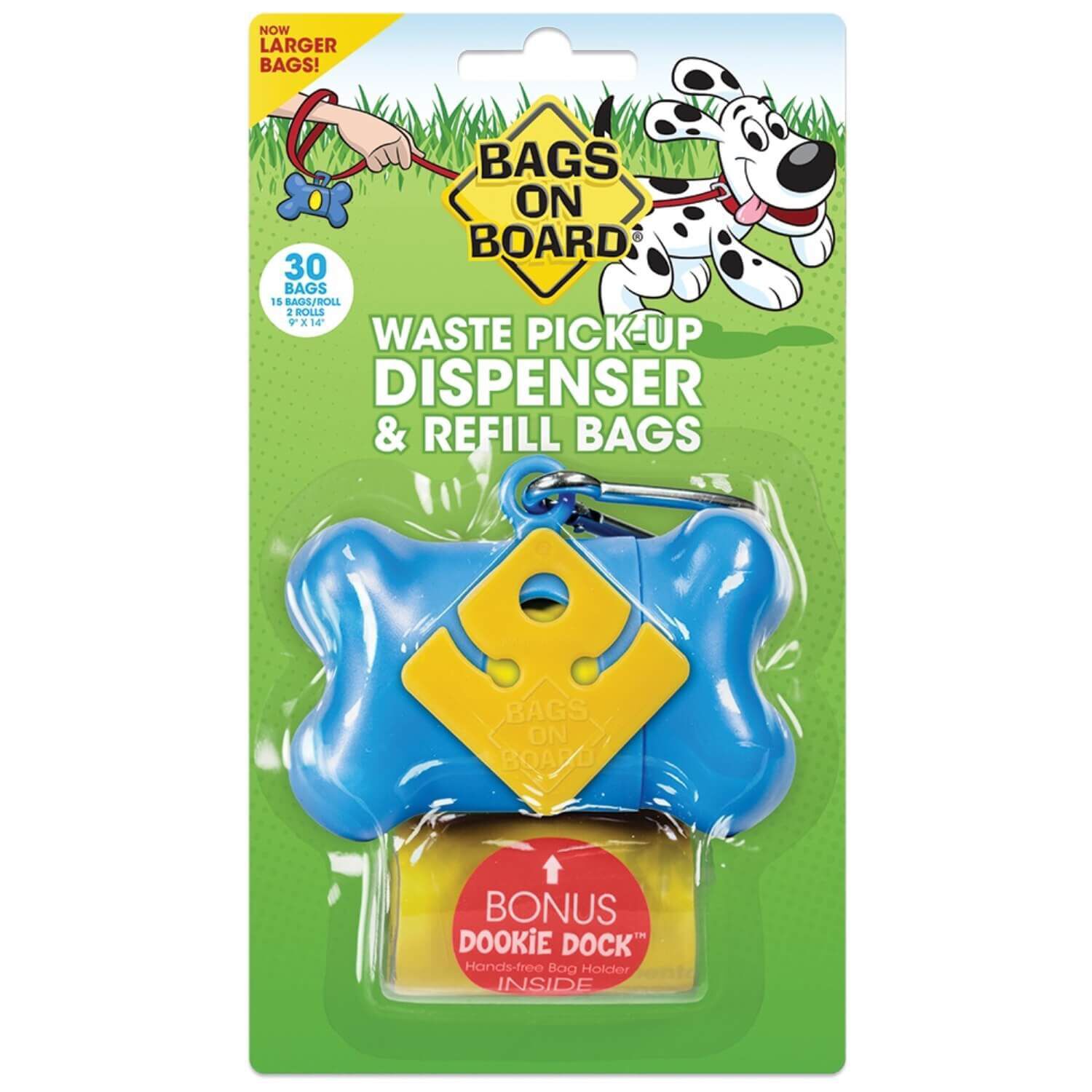 Bags On Board Refillable Blue Bone Shaped Pet Waste Bag Dispenser With 30 Dog Poop Bags