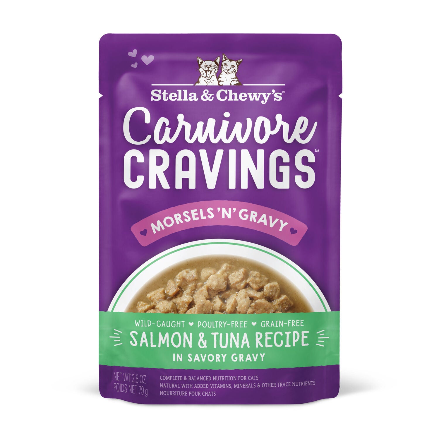 Stella & Chewy's Carnivore Cravings Morsels'n'gravy Wet Cat Food - Salmon & Tuna Recipe, 2.8-Oz Pouch