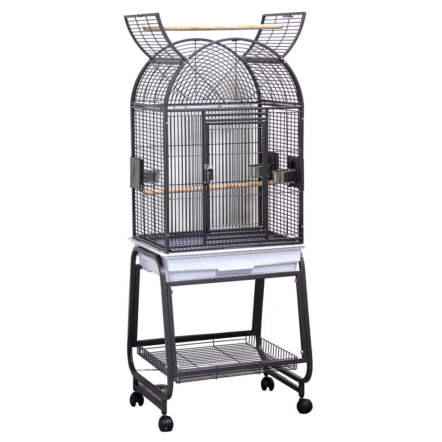 Opening Dome Cage With Stand Black 22in Pet Supermarket