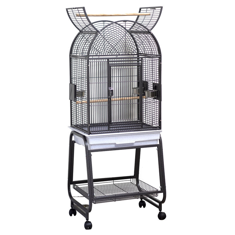 Opening Dome Cage With Stand - Black For Birds