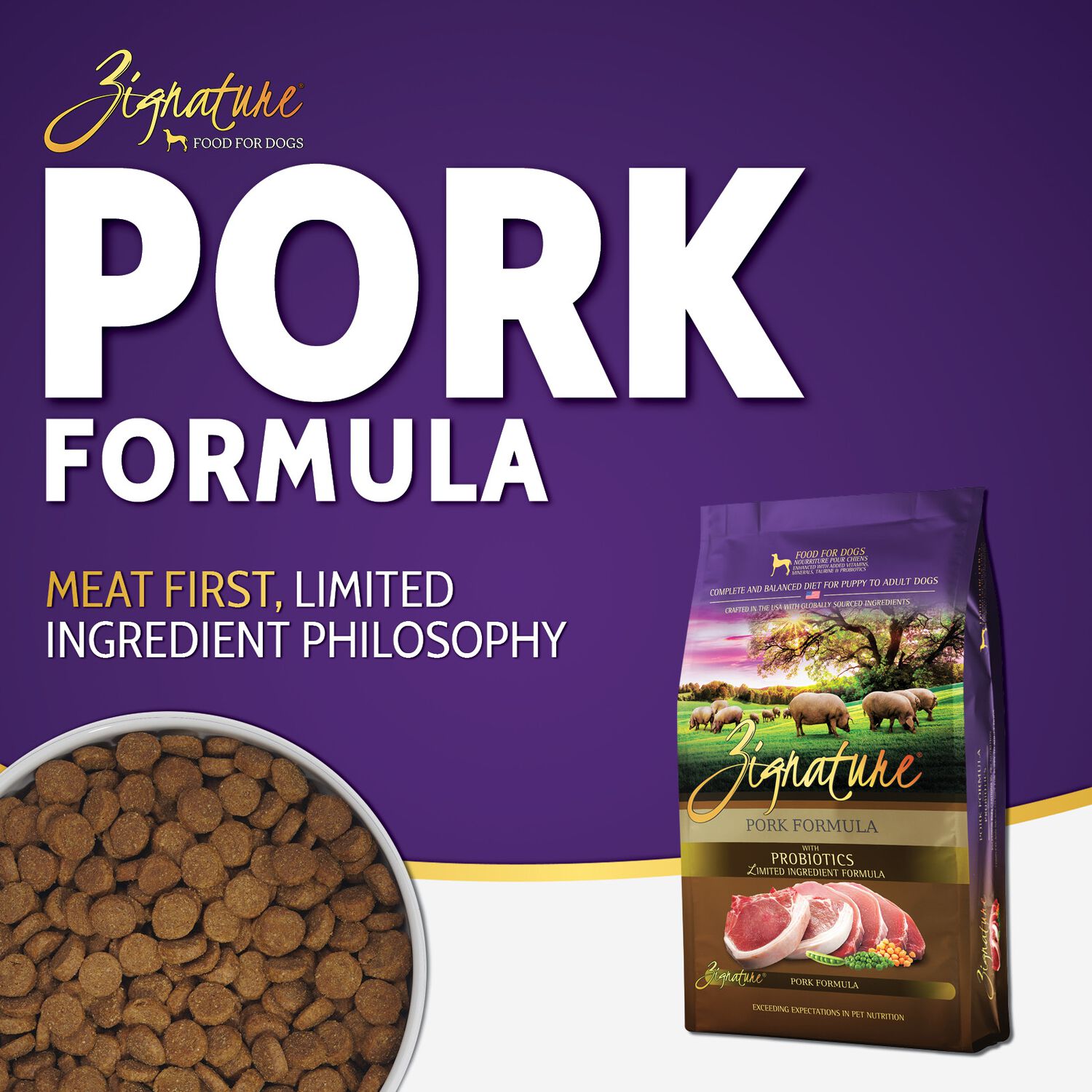 Zignature Pork Formula Limited Ingredient Dry Dog Food, 25-Lb