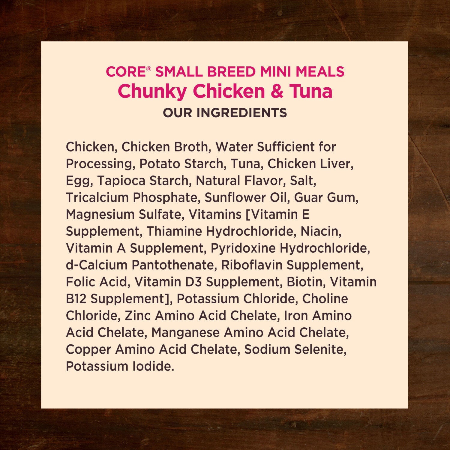 Wellness Core Natural Grain-Free Small Breed Mini Meals Wet Dog Food, Chunky Chicken & Tuna Dinner In Gravy, 3-Ounce Pouch