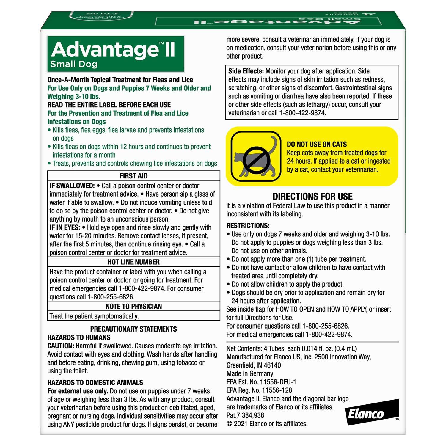 Advantage Ii Flea Treatment For Dogs, 3-10 Lbs Pet Supermarket