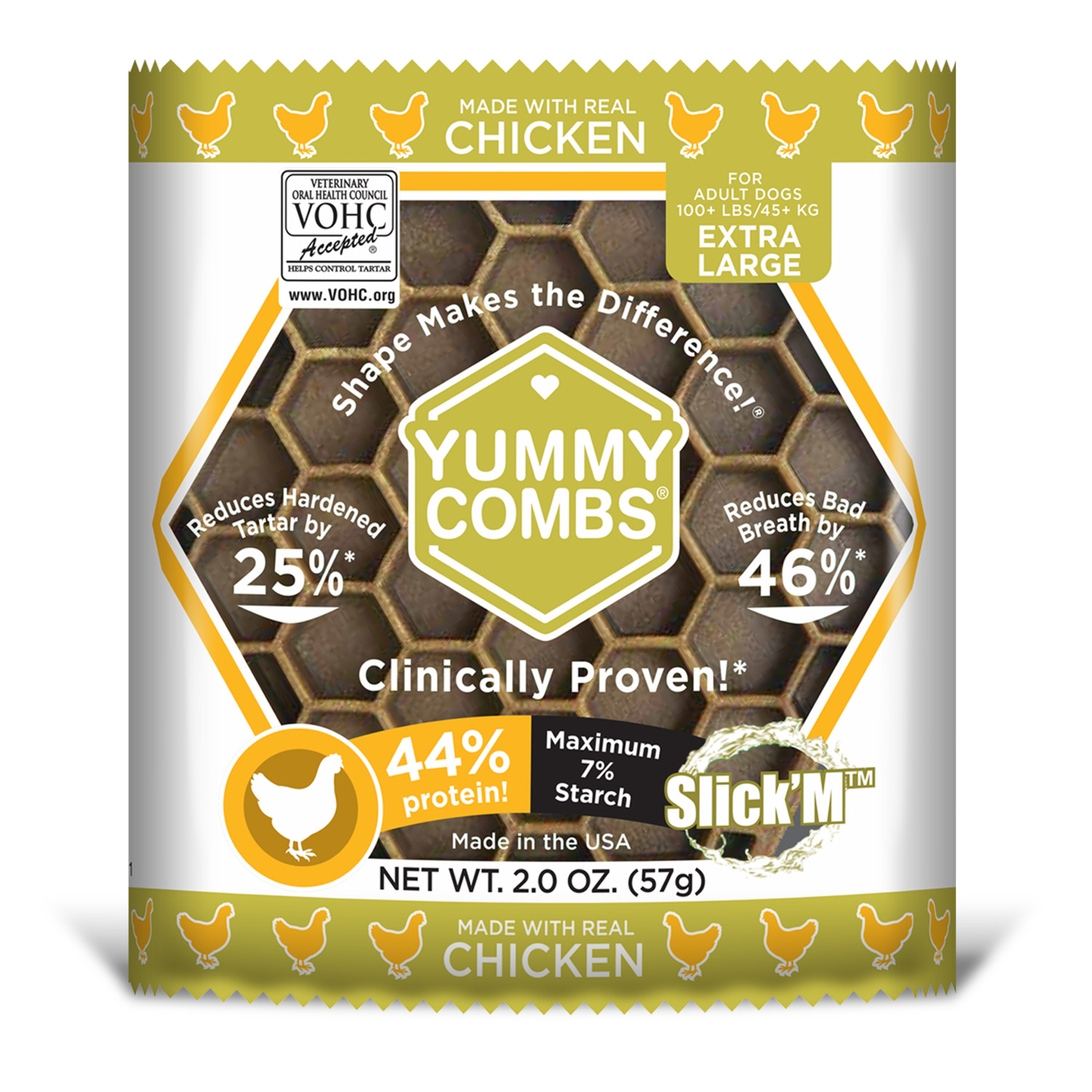 Yummy Combs Adult Extra Large Dog Dental Treats, Chicken, 1 Pack