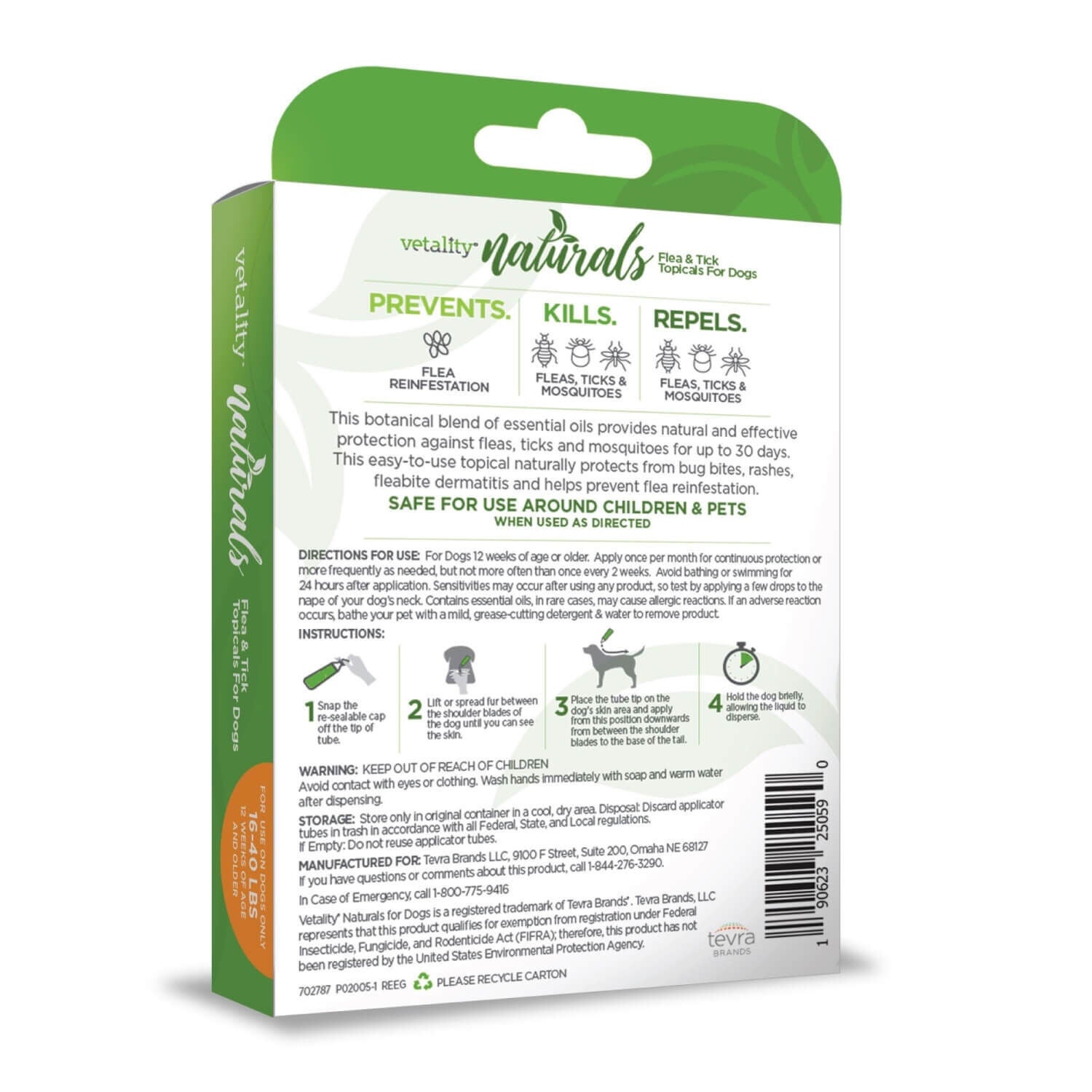Vetality Naturals Flea & Tick Topicals For Dogs&nbsp; 16-40 Lbs