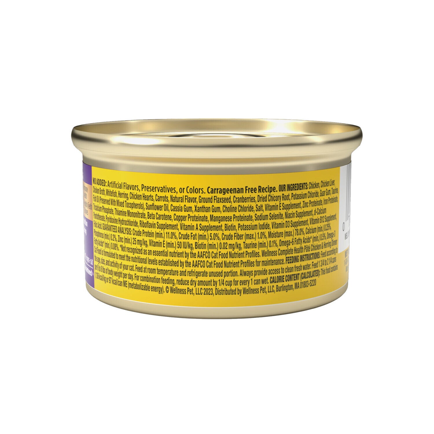 Wellness Complete Health Pate Adult Wet Cat Food, Natural, Protein-Rich, Grain Free, 5.5 Ounce, Chicken & Herring