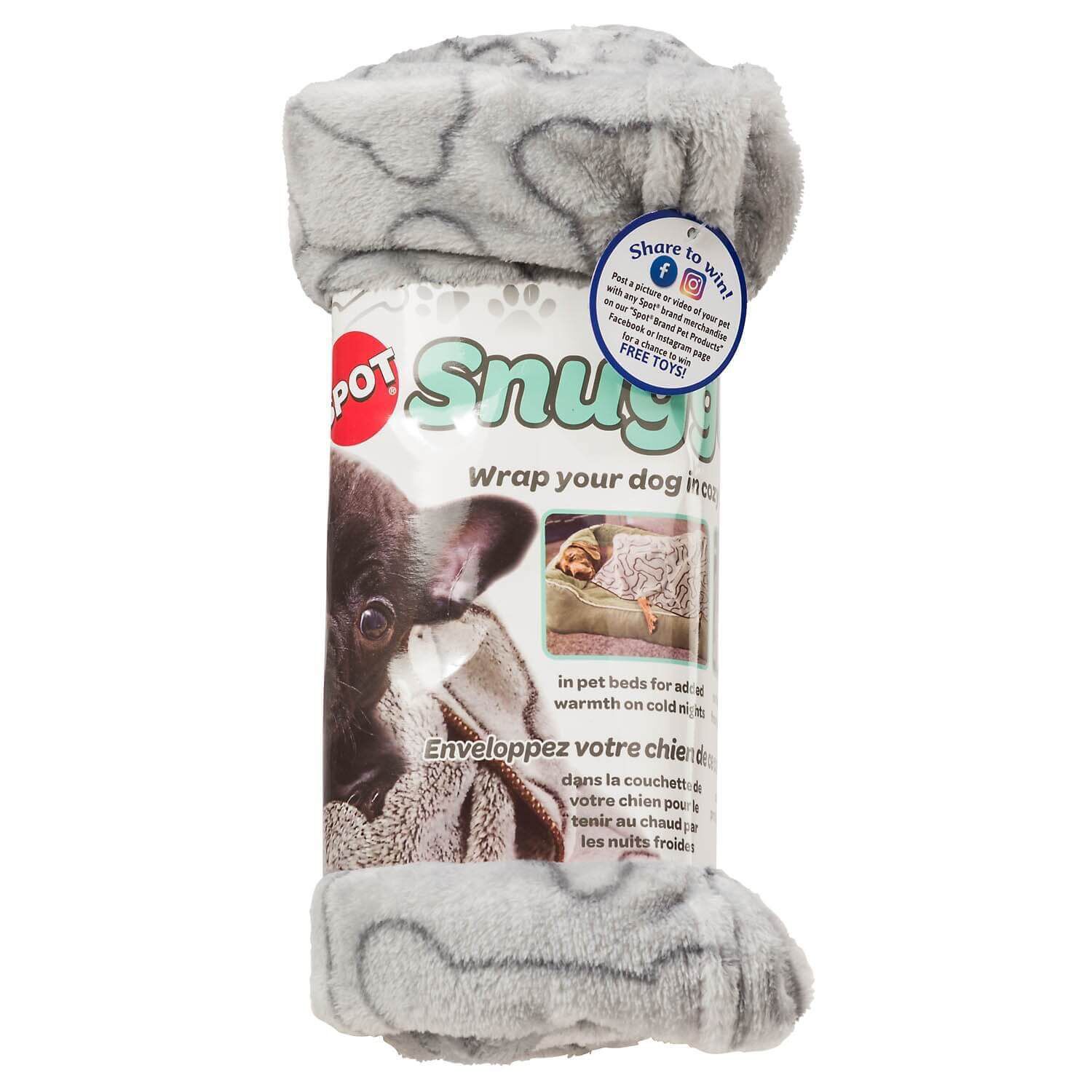 Spot Bones Gray Dog Blanket, 30X40"