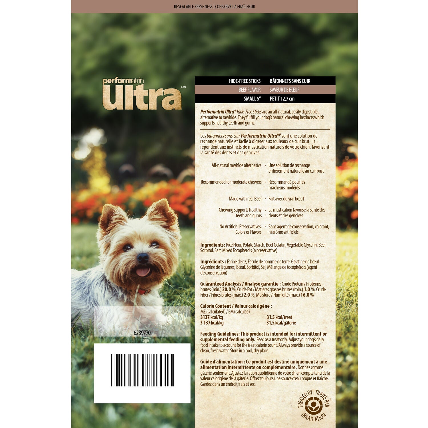 Performatrin Ultra Hide-Free Sticks Beef Recipe Dog Treats, 5-In, 10-Pack