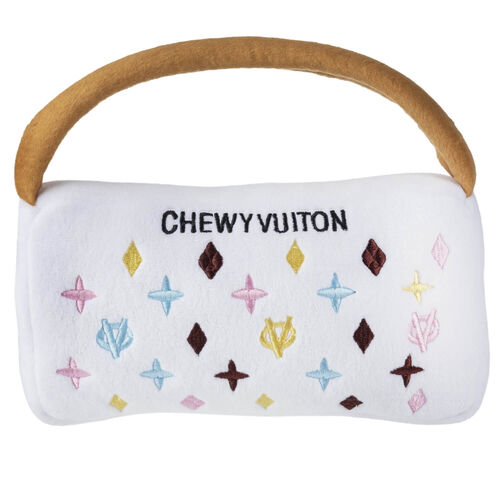 Haute Diggity Dog White Chewy Vuiton Handbag Squeaky Plush Toy