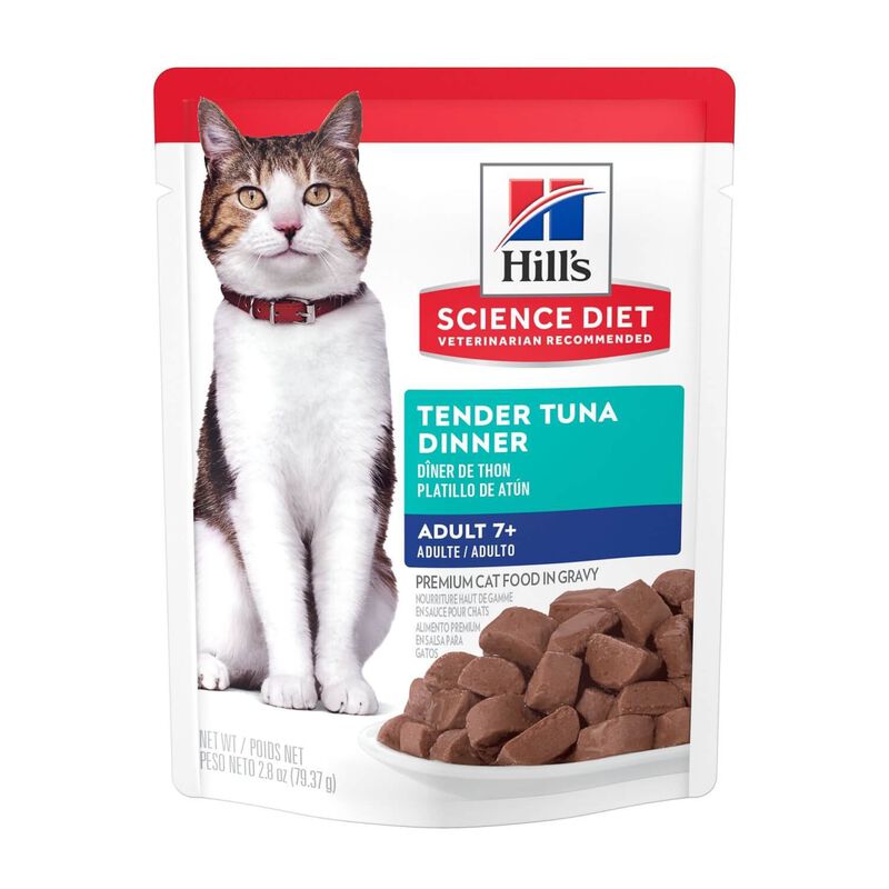Hill'S Science Diet Adult 7+ Tender Tuna Dinner Wet Cat Food Pouches, 2.8 Oz