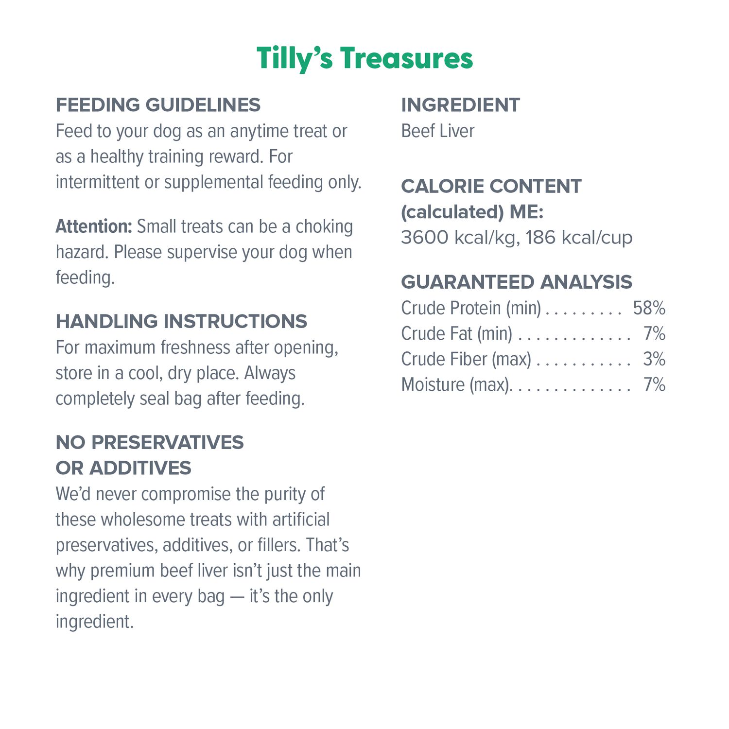 Dr. Marty Tilly's Treasures Freeze-Dried Beef Liver Dog Treats, 8-Oz Bag