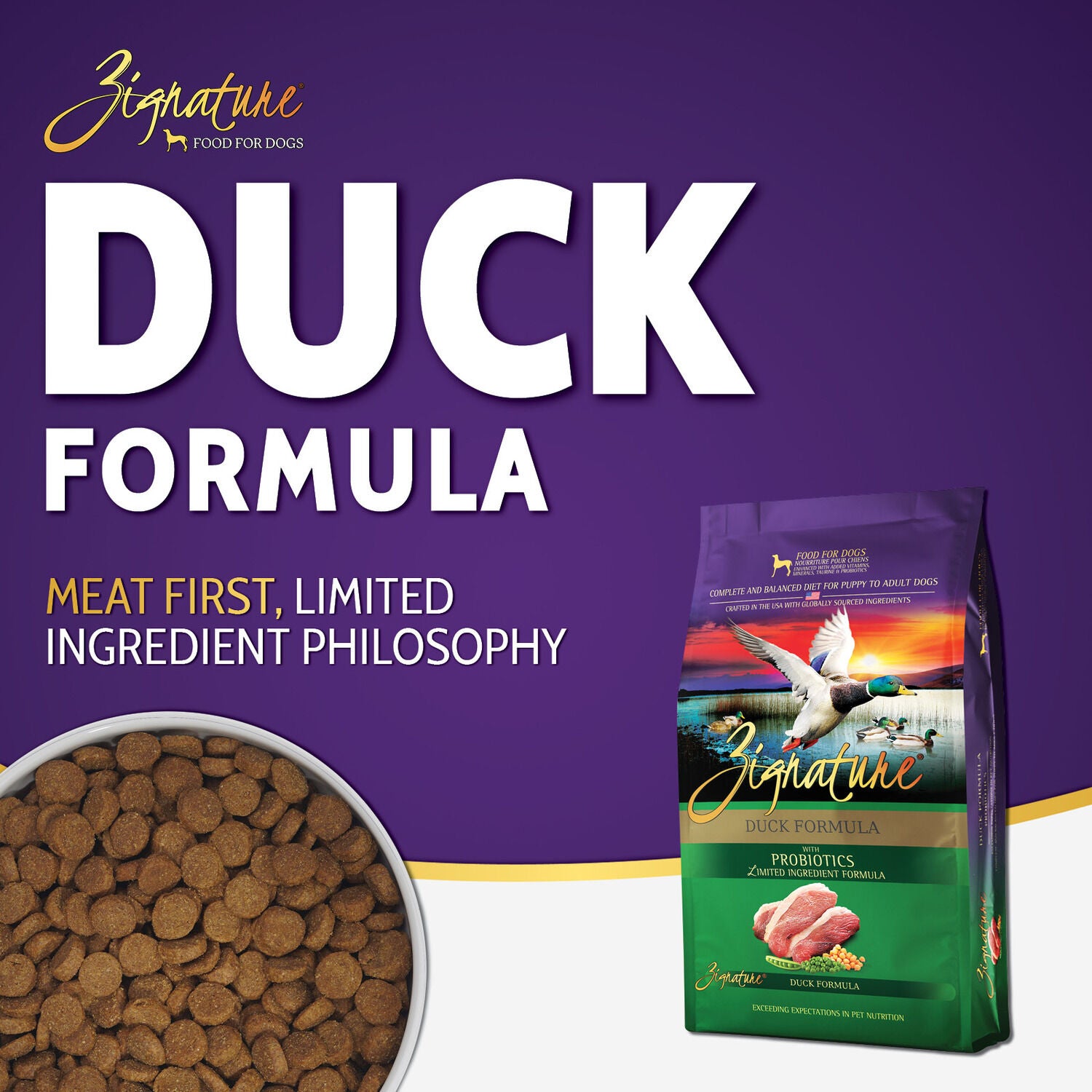 Zignature Duck Formula Dry Dog Food, 25Lb