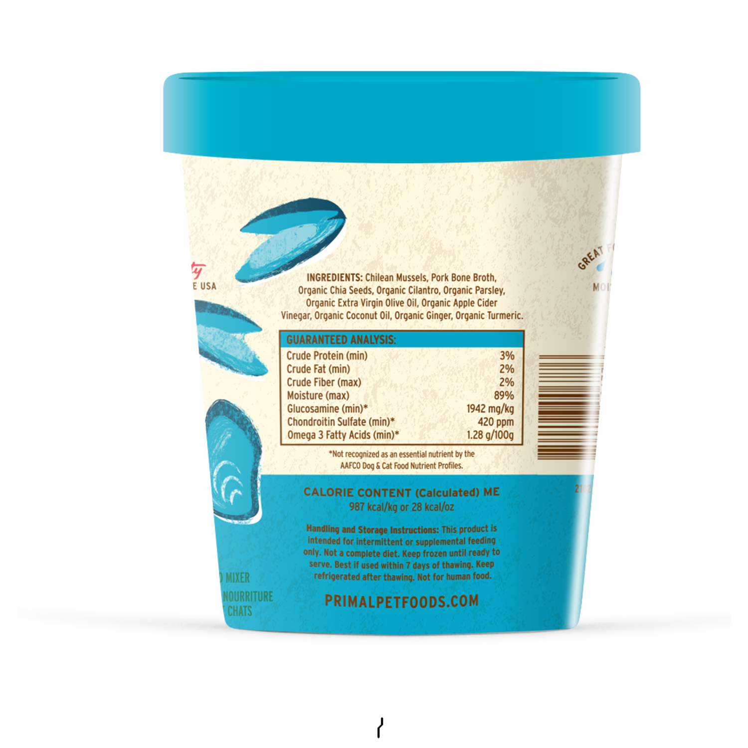 Primal Fresh Omega Mussels Frozen Dog & Cat Food Topper, 16-Oz