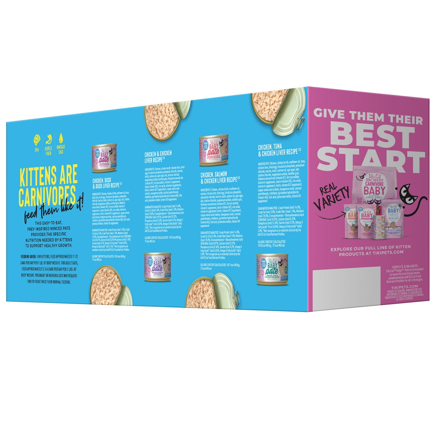 Tiki Cat Baby Pate Wet Cat Food For Kittens Variety Pack, 2.4-Oz Cans Pack Of 12