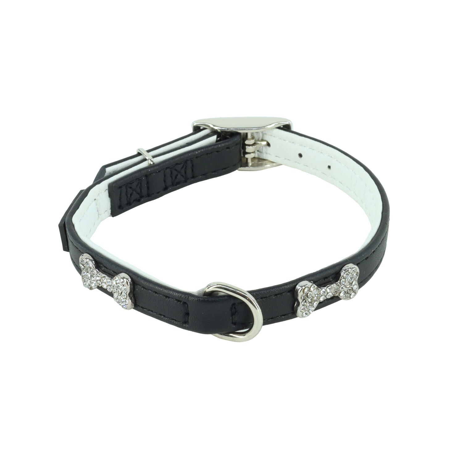 Li'l Pals&reg; By Coastal&reg; Posh B'dazzled Bone Dog Collar, Black