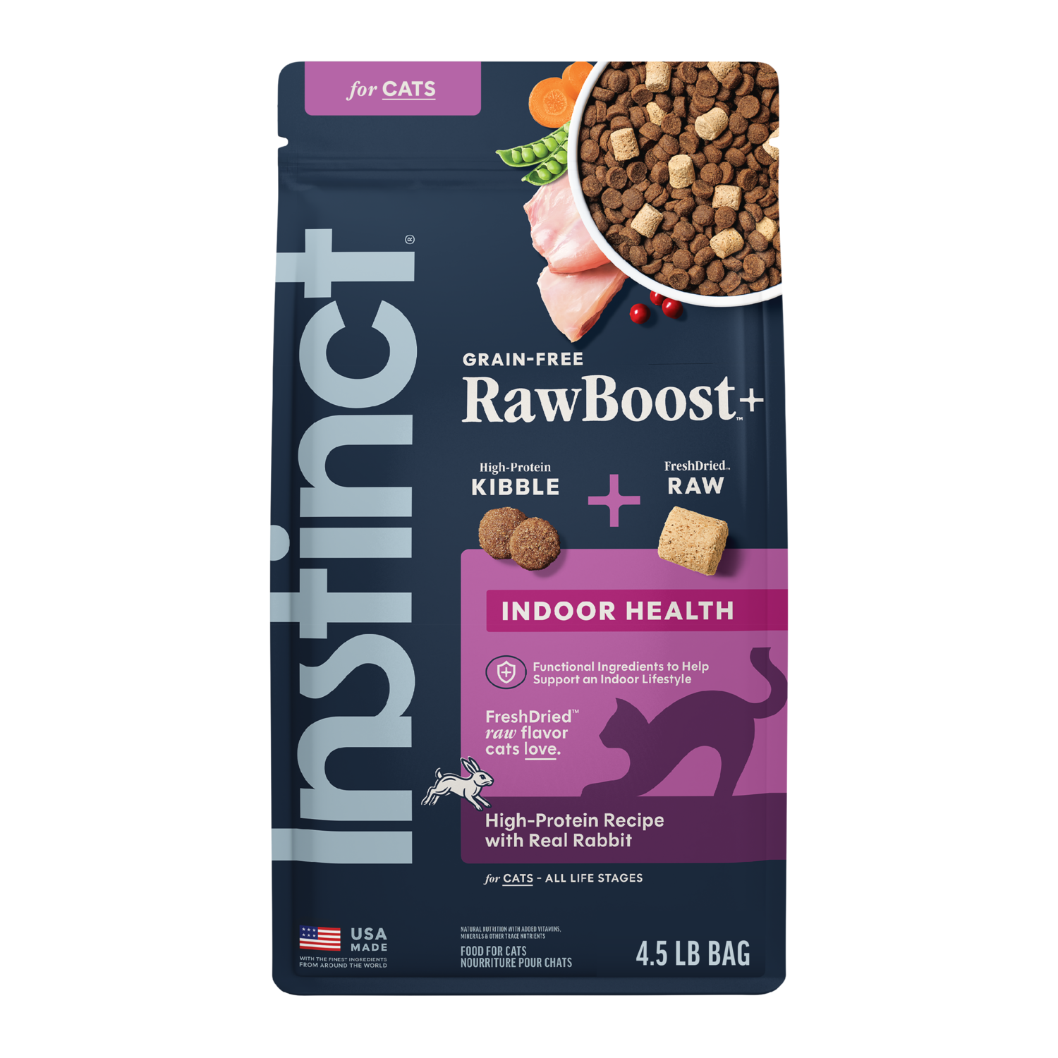 Instinct Raw Boost Indoor Grain-Free Recipe With Real Rabbit Dry Cat Food, 4.5-Lb Bag