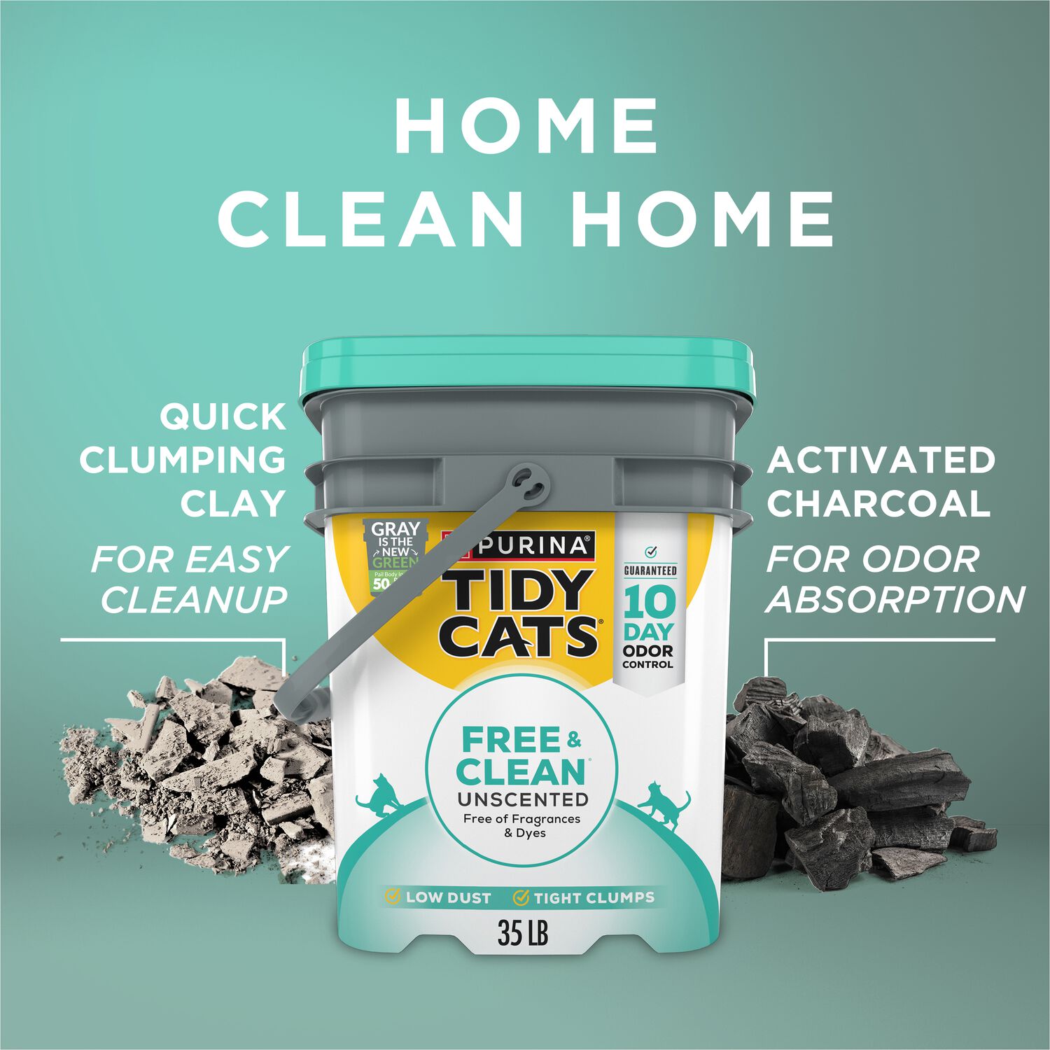 Purina Tidy Cats Free And Clean Unscented Cat Litter, 35-Lb Pail