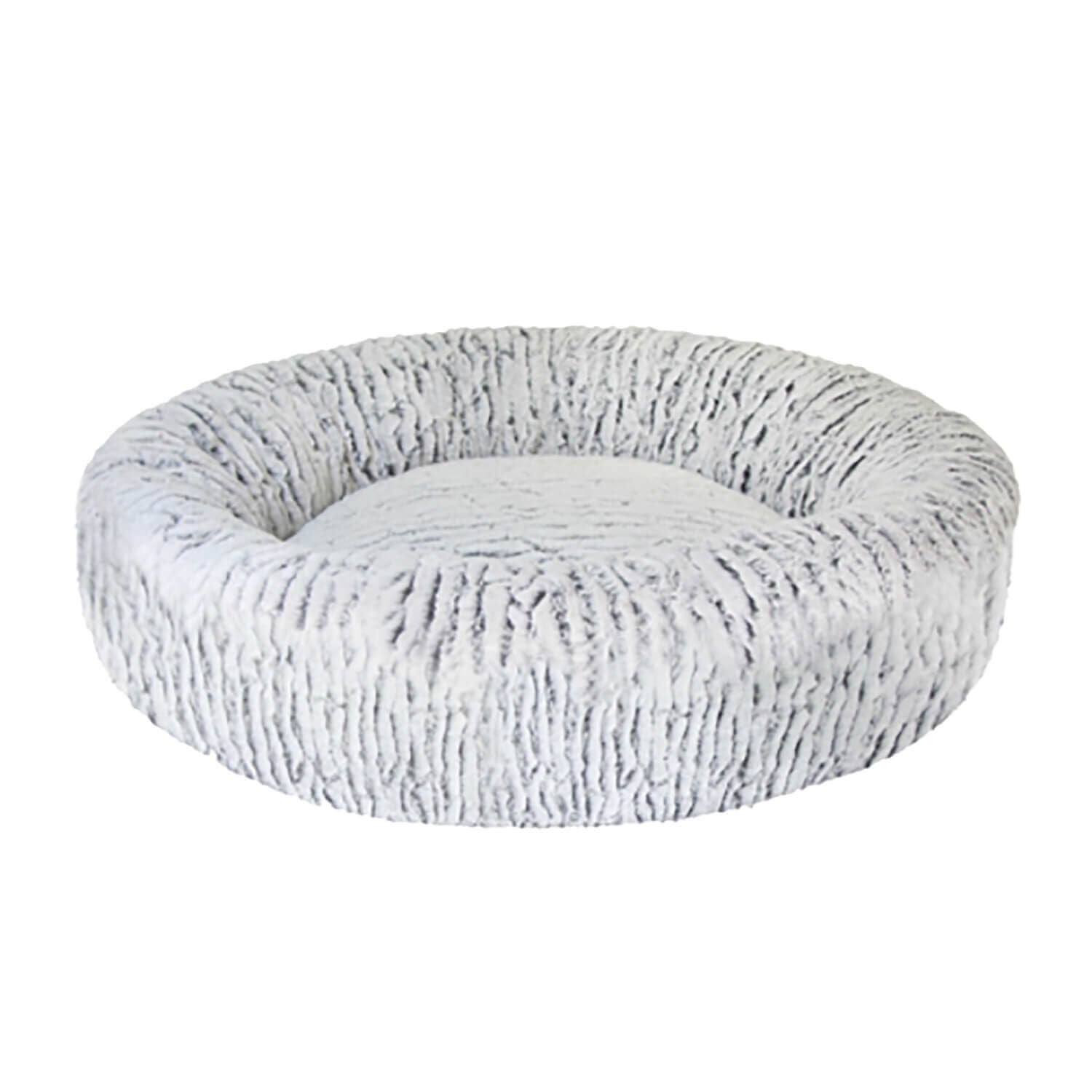 Sleep Zone Ethical Products Two-Tone Plush Pet Bed - White/Black, 18"