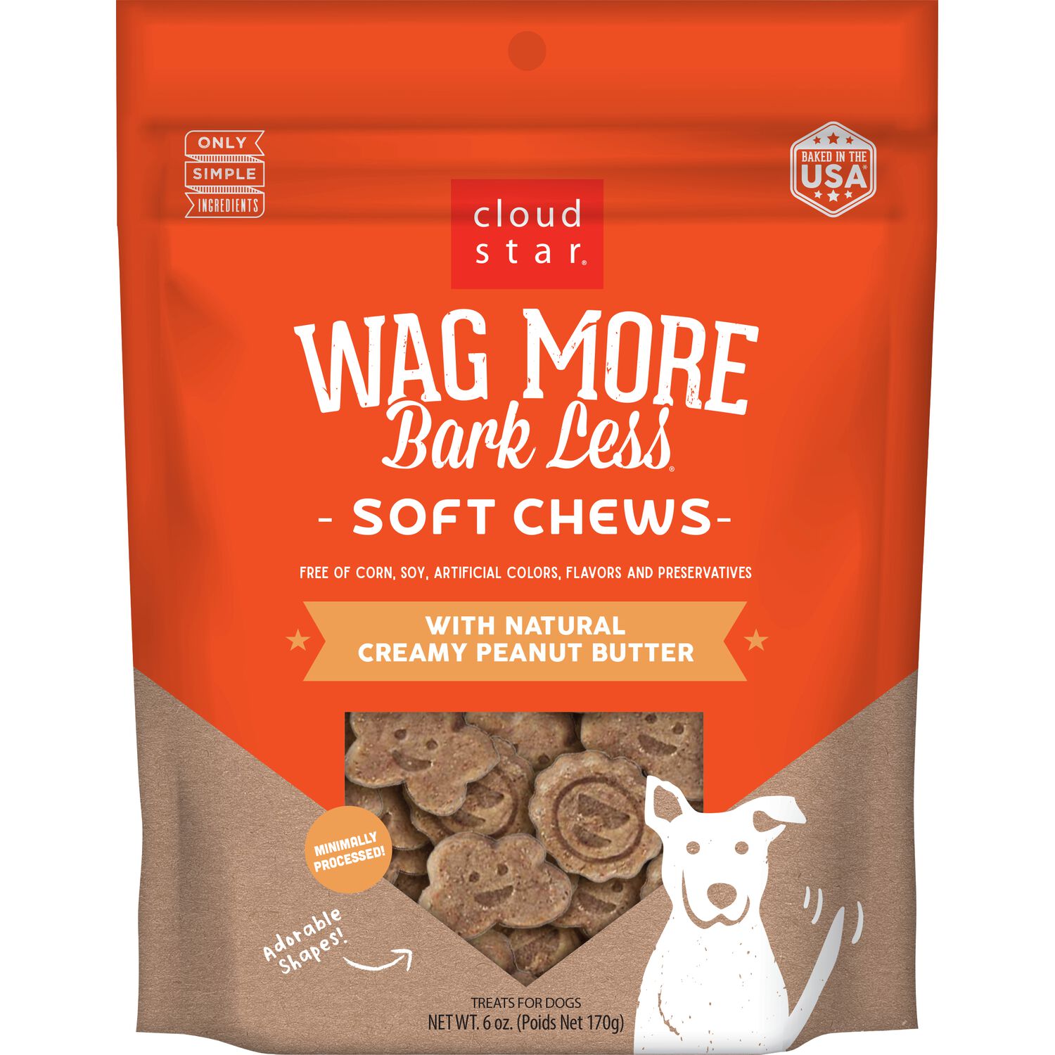 Wag More Bark Less Soft Chews Dog Treats, Peanut Butter, 6-Oz