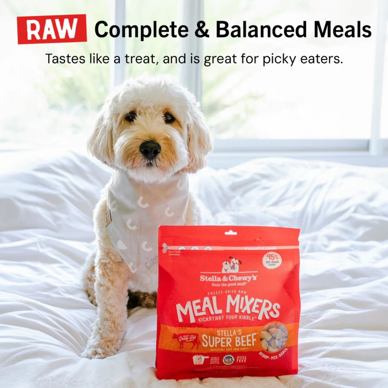 Stella & Chewy's Freeze Dried Raw Stella's Super Beef Recipe Meal Mixers Dog Food Topper, 35-Oz Bag