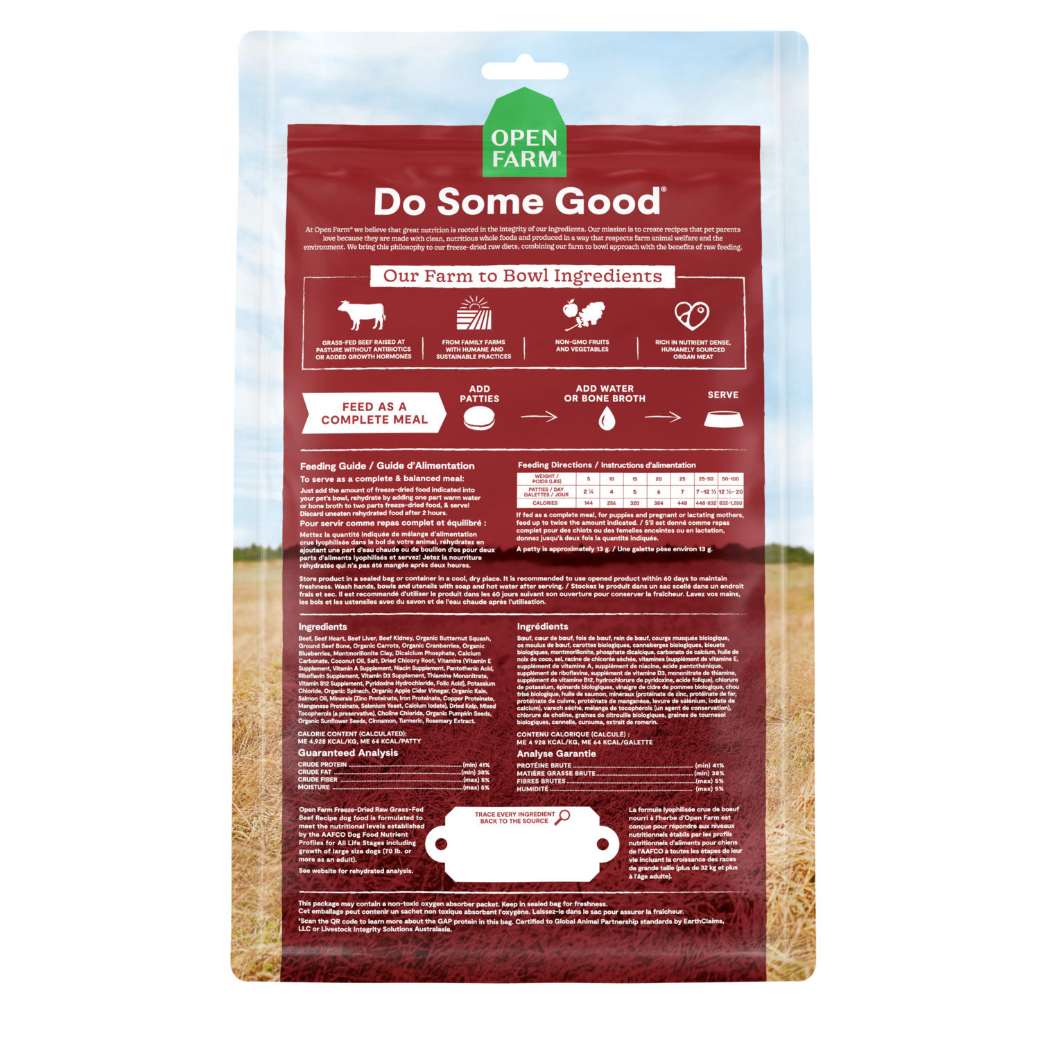 Open Farm Freeze Dried Raw Dog Food Patties, Grass-Fed Beef Recipe, 10.5Oz