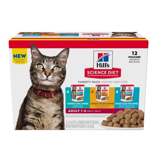 Adult Chicken, Tuna, And Ocean Fish Cat Food Pouch Variety Pack